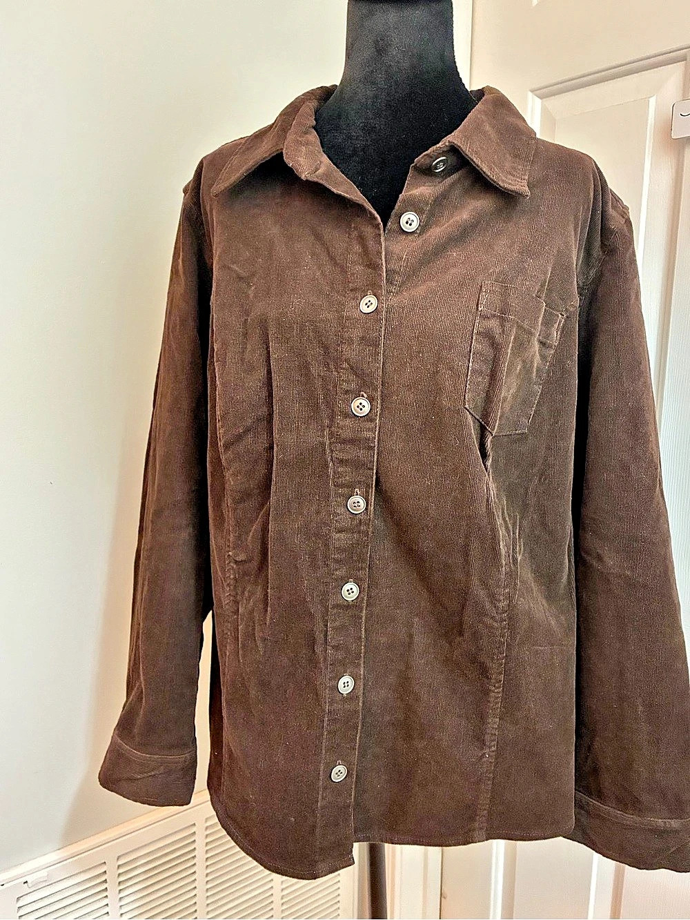CJ Banks Brown Corduroy Shirt Jacket Size 2X